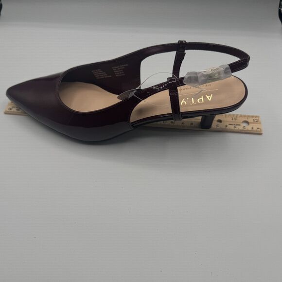 Apt 9 Keerah Wine Size 8.5 M Shoes Patent Leather Strappy Pointed Toe 2.5" Heel - Picture 6 of 9